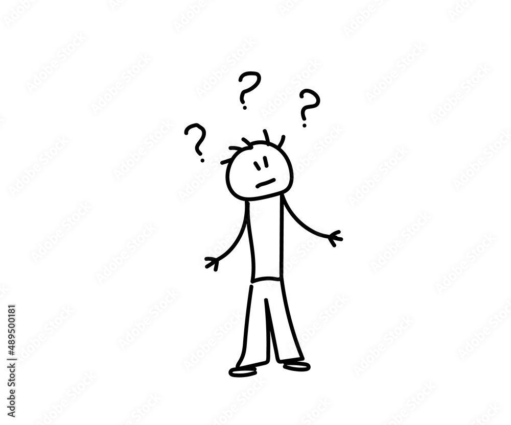 Man and question mark on a white background. Sketch. Vector illustration. Man and question mark on a white background. Sketch. Vector illustration.