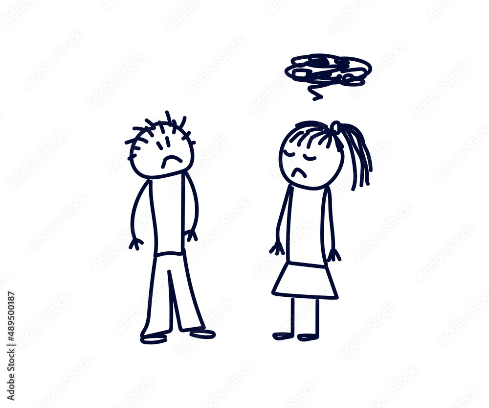 The couple quarrel and fight. Sketch. Vector illustration. The couple quarrel and fight. Sketch. Vector illustration.