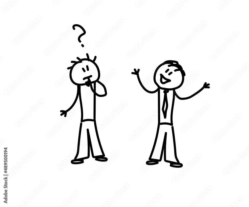 Two people at work are discussing an idea. Sketch. Vector illustration. Two people at work are discussing an idea. Sketch. Vector illustration.