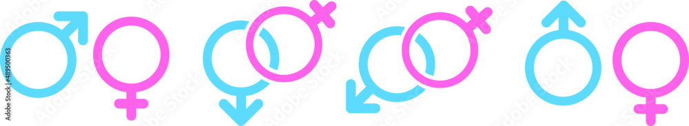 Gender icon set, Male and female sign, men and women symbol Stock ...