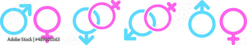 Gender icon set, Male and female sign, men and women symbol