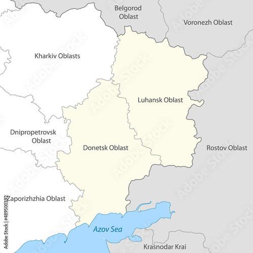 Donetsk and Lugansk regions within Ukraine map template for your design © magr80