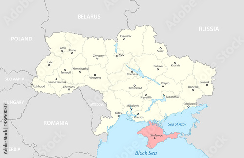 Fototapeta Naklejka Na Ścianę i Meble -  Political map of Ukraine with borders of the regions. template for your design