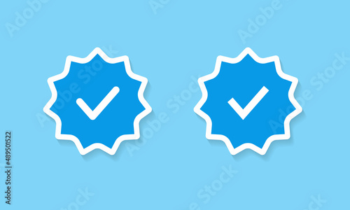 Blue Verified Badge Icon Vector in Flat Style
