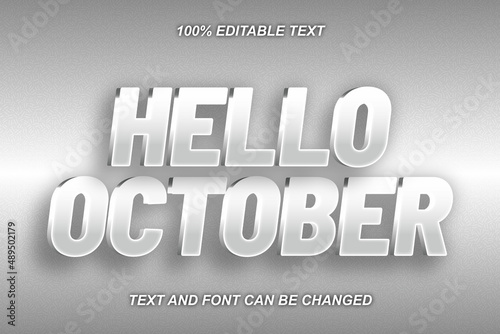 Hello October Editable Text Effect Modern Style