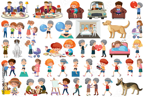 Set of different activities people in cartoon style © brgfx
