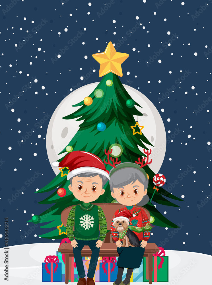 Elderly couple celebrating Christmas together Elderly couple celebrating Christmas together
