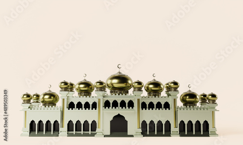 Ramadan 3d render with luxury mosque illustration