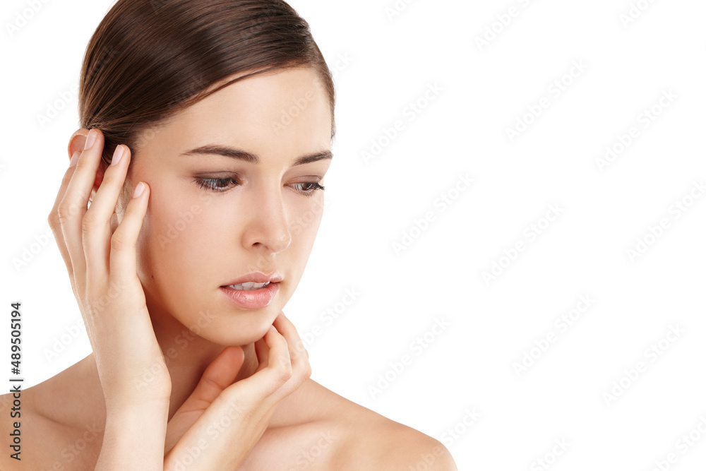 Feeling naturally lovely. Cropped shot of a beautiful young woman isolated on white. Feeling naturally lovely. Cropped shot of a beautiful young woman isolated on white.