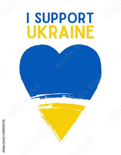 Heart with Ukraine flag. Support Ukraine sign. Heart icon with colors of Ukrainian flag. War in Ukraine concept.