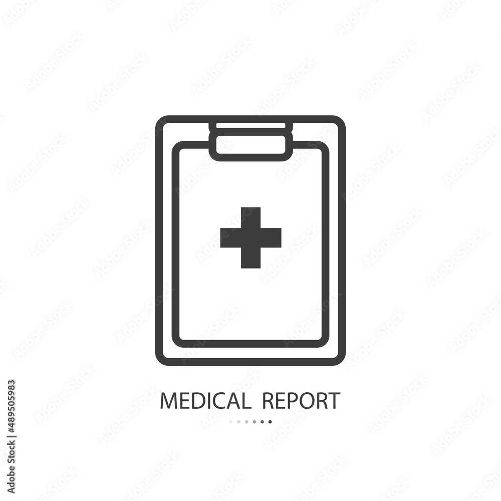 Black line icon of medical report isolated on white background. Vector illustration. Black line icon of medical report isolated on white background. Vector illustration.