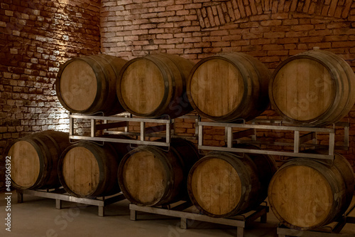 Canvas Print Sparkling wine production by traditional methods in underground cellars in Vienn