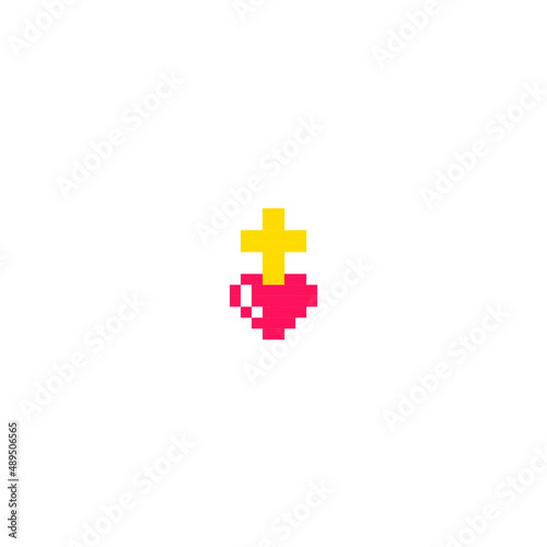 saint cross and heart pixel art  8 bit  8bit.
