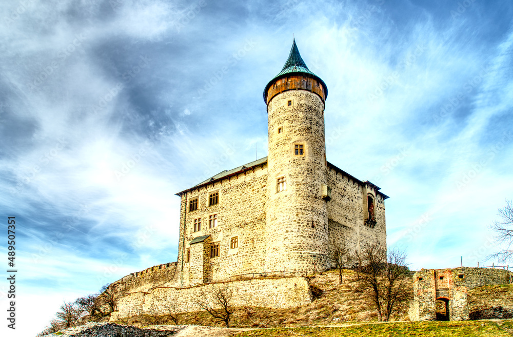 Medieval castle in Europe in Czech Republic “Kuneticka hora” in “Pardubice” plain in HDR