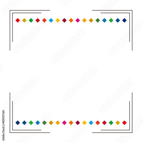 SDGsの17色を使用した黒いラインのシンプルなタイトルフレーム　12