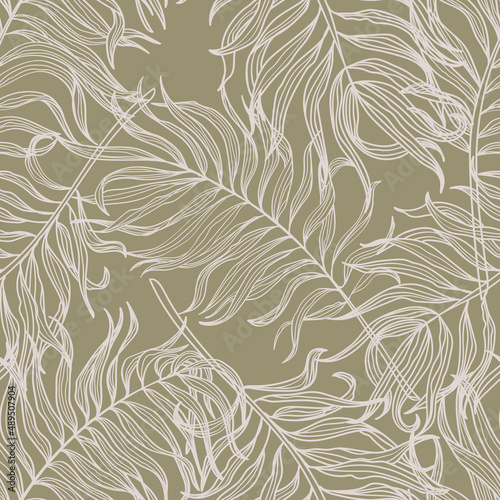 Elegant and exotic Tropical Leaves print, seamless pattern, endless repeat tiles