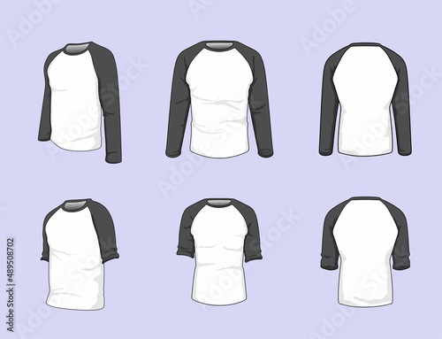 Vector mockup of  raglan tee shirt set