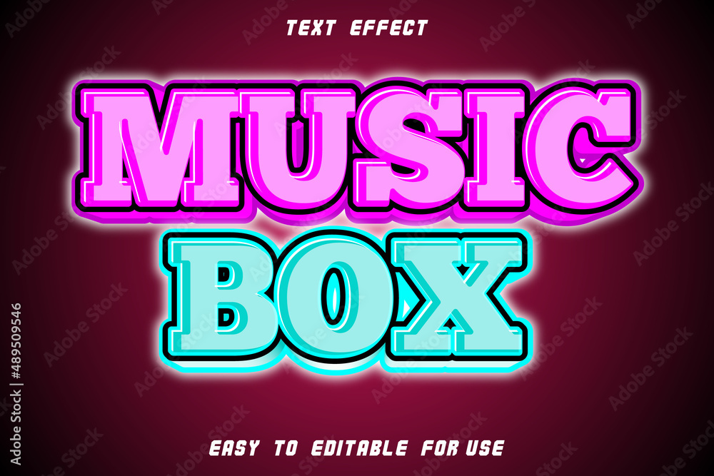 Music Box Editable Text Effect Emboss Neon Style Music Box Editable Text Effect Emboss Neon Style
