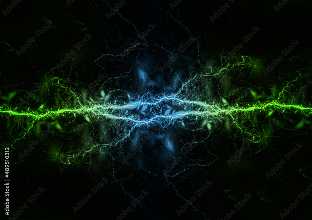 Green energy, electrical lightning abstract background Green energy, electrical lightning abstract background