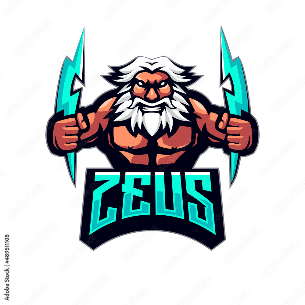 Zeus athletic club vector logo concept isolated on white background. Modern sport team mascot badge design. Esports team logo template with greek god vector illustration