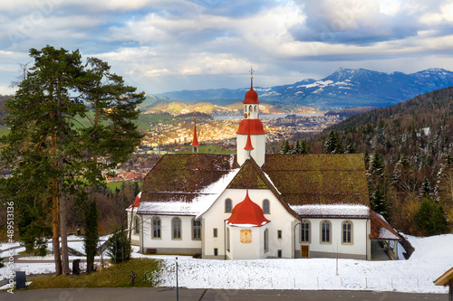 Hergiswald church in  Lucerne, Switzerland photo