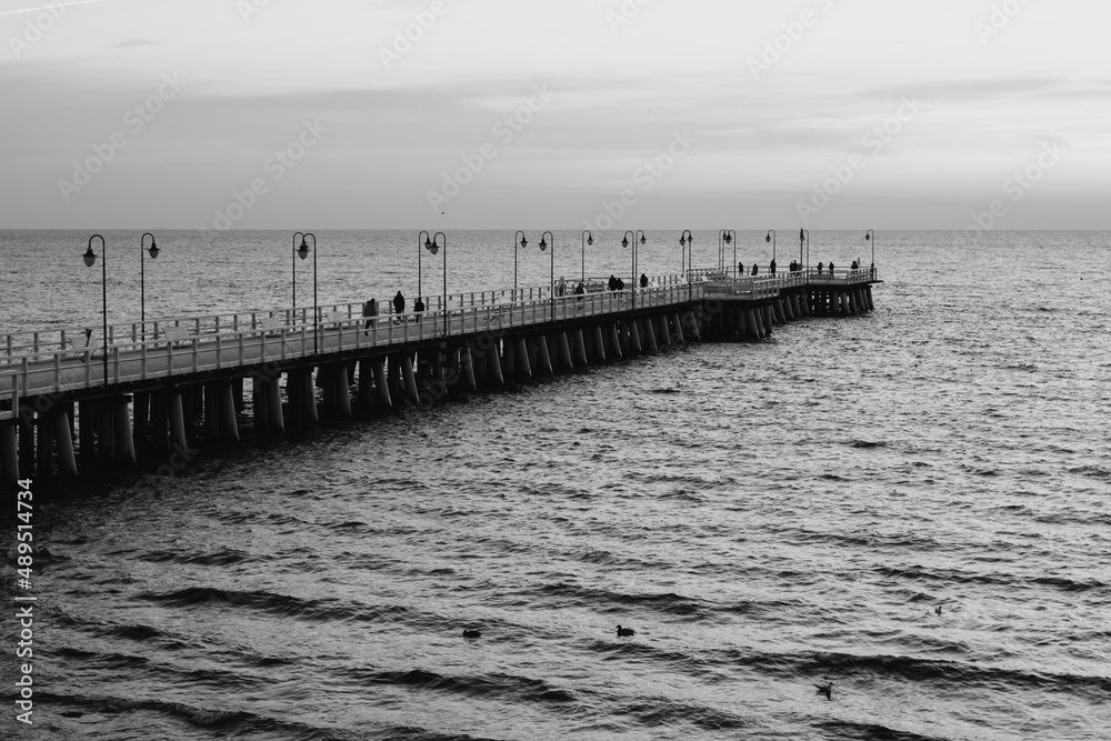 Gdynia Orlowo pier in the morning. Baltic Sea, Poland Gdynia Orlowo pier in the morning. Baltic Sea, Poland