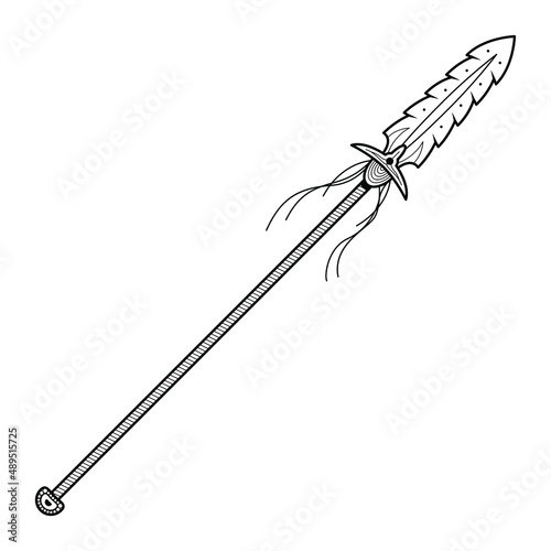 Abstract Black Simple Line Spear Weapon Doodle Outline Element Vector Design Style Sketch Isolated On White Background Illustration For War, Battle