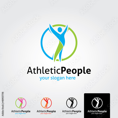 Athletic people logo template - vector