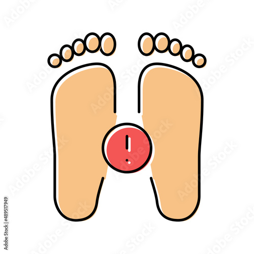 illness flat feet color icon vector illustration