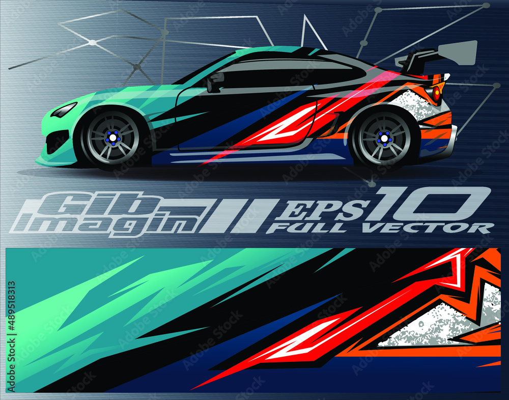 Graphic abstract stripe racing background designs for vehicle, rally, race, adventure and car racing livery Graphic abstract stripe racing background designs for vehicle, rally, race, adventure and car racing livery
