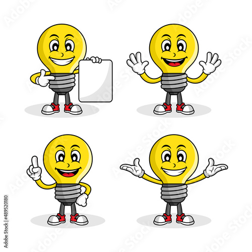 Light bulb mascot cartoon illustration vector design collection