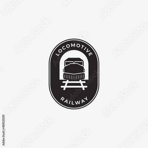 Train railway badge logo vector design illustration - Locomotive, Train Logo template
