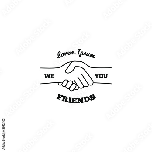 Handshake sticker, vector illustration 