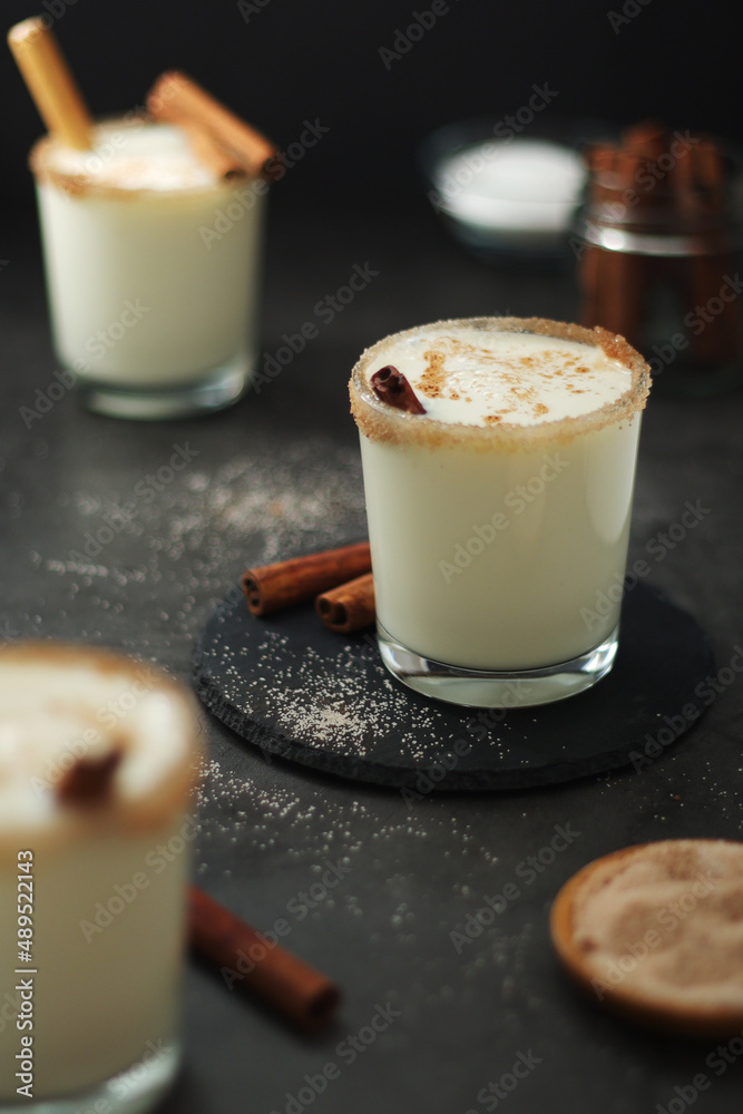 Kogel mogel drink made from eggs with cream Kogel mogel drink made from eggs with cream