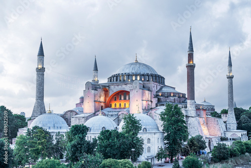 Istanbul Hagia Sophia Museum at Sunrise. Hagia Sophia mosque. Istanbul cityscape. 