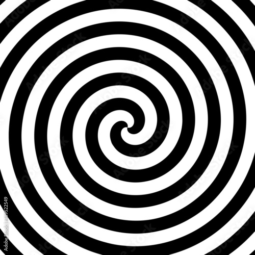 Vector black and white spiral. Hypnotic monochrome illustration.