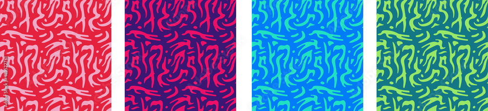 Set of 4 bright abstract vector seamless patterns Set of 4 bright abstract vector seamless patterns