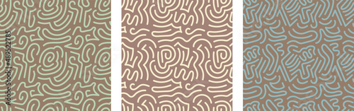 Set of 3 abstract light brown vector seamless patterns