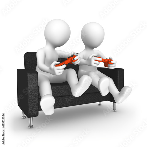 3d white people is plays video games