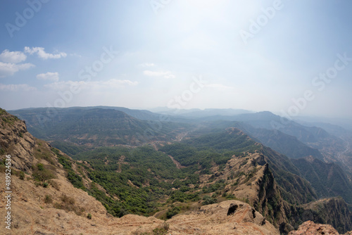 The view from Elphinstone point at Konkan region mountains. Mahabaleshwar, Maharashtra, India 