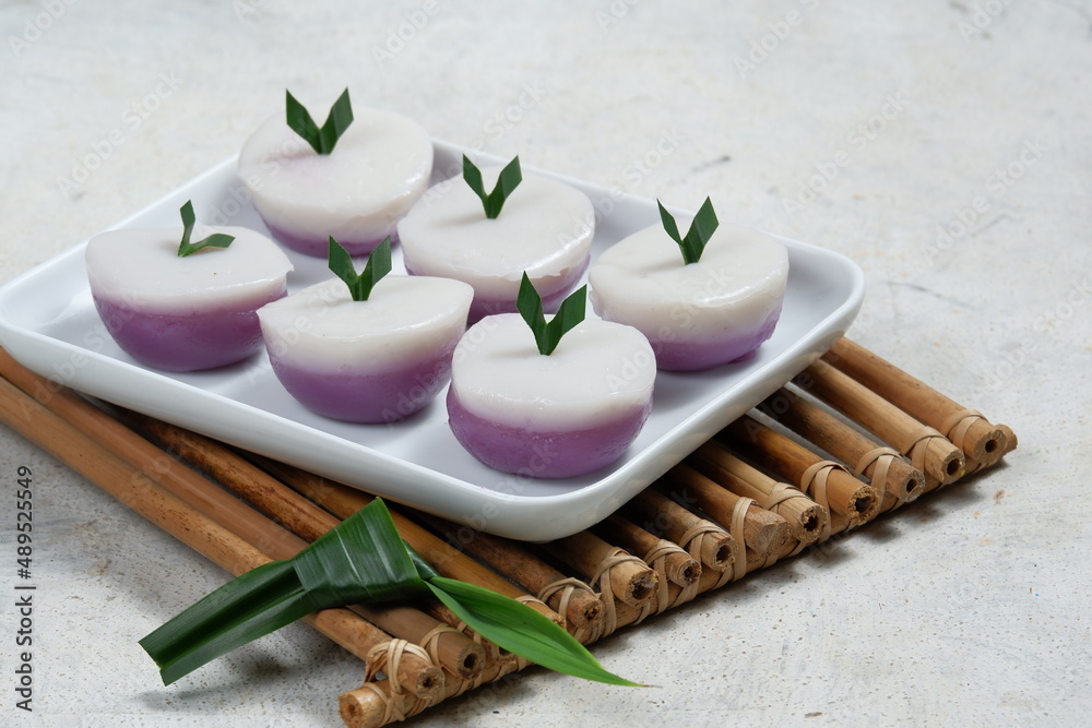 Talam kue talam or kuih talam .steamed sweet dessert,from Peranakan Culture ...