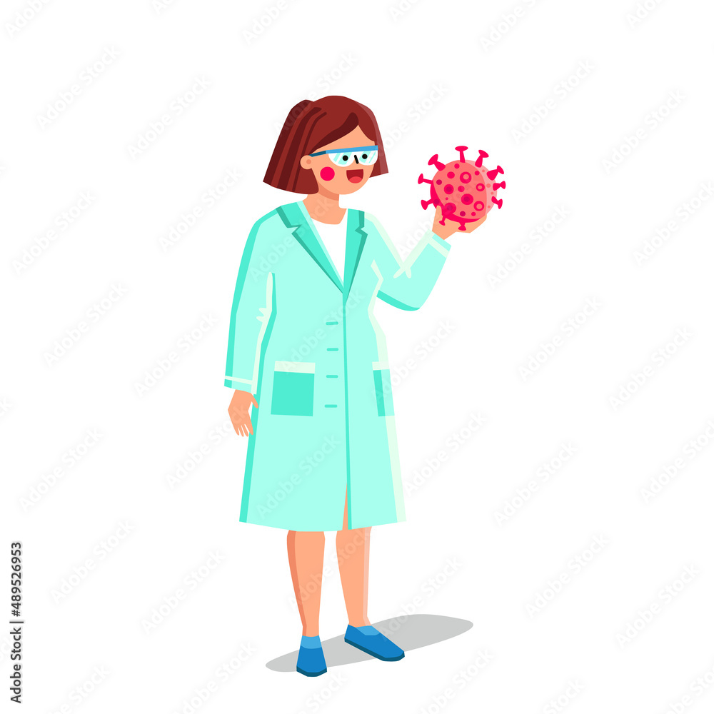 Virology Science Research Laboratory Worker Vector. Young Woman Researching Virus, Virology Scientist Experiment And Development. Character Virologist Girl In Lab Flat Cartoon Illustration Virology Science Research Laboratory Worker Vector. Young Woman Researching Virus, Virology Scientist Experiment And Development. Character Virologist Girl In Lab Flat Cartoon Illustration