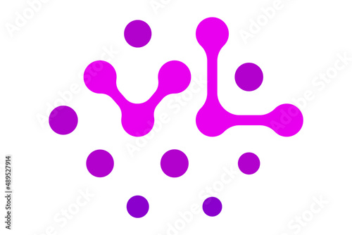 L and V letters logo with capital V and L letters. Logo sign with circles in blue and purple colors.