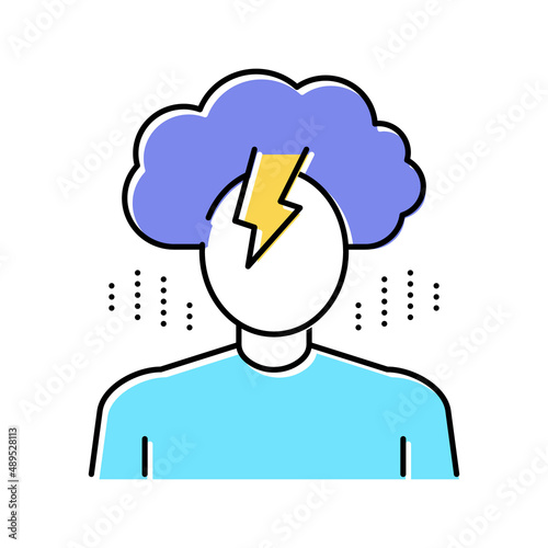 depression psychological problems color icon vector illustration