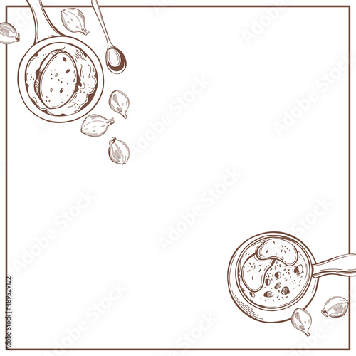 French onion soup set.  Vector background.