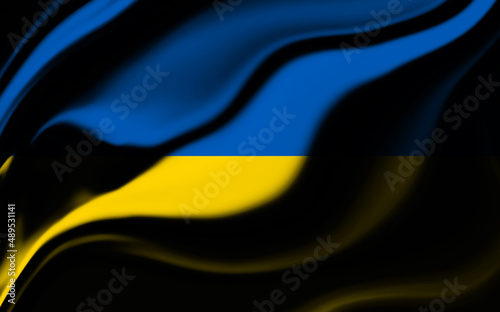 Fototapeta Background with flag of Ukraine with waves