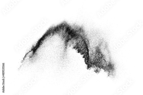 Distressed black texture. Dark grainy texture on white background. Dust overlay textured. Grain noise particles. Rusted white effect. Grunge design elements. Vector illustration, EPS 10.
