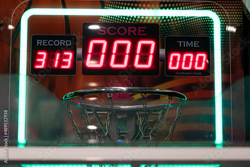 Basketball game score in the game center. arcade basketball game.