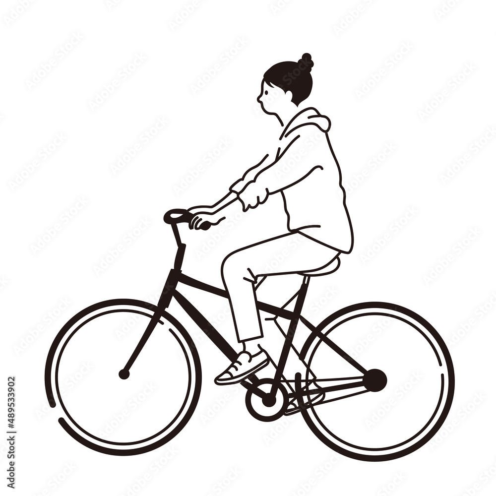 イラストベクター素材 自転車に乗る女性 Stock Vector Adobe Stock