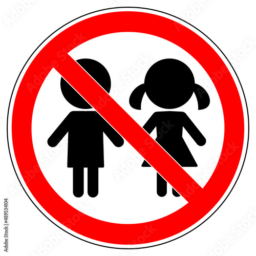 vsrr432 VectorSignRoundRed vsrr - german: Kinder verboten . english: prohibition sign . not for children - child not allowed - kids boy and girls . vector sign . transparent . AI 10 / EPS 10 . g11241